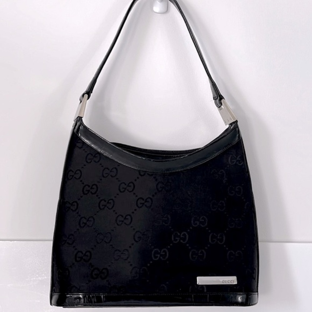 GUCCI VINTAGE BLACK HANDBAG Patent leather Details. Made in Italy - Picture 7 of 12